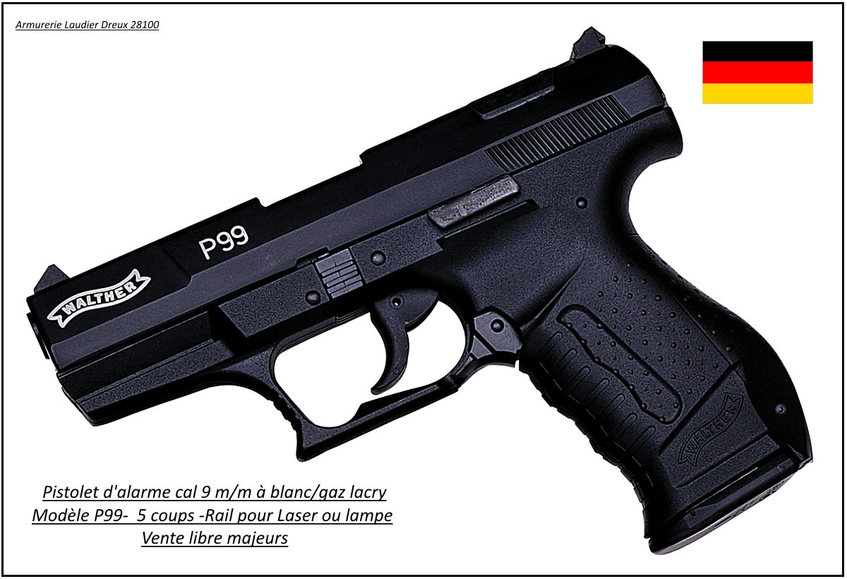 Walther Pistolet à billes P99 ressort (P99 bronzé) - Armes soft