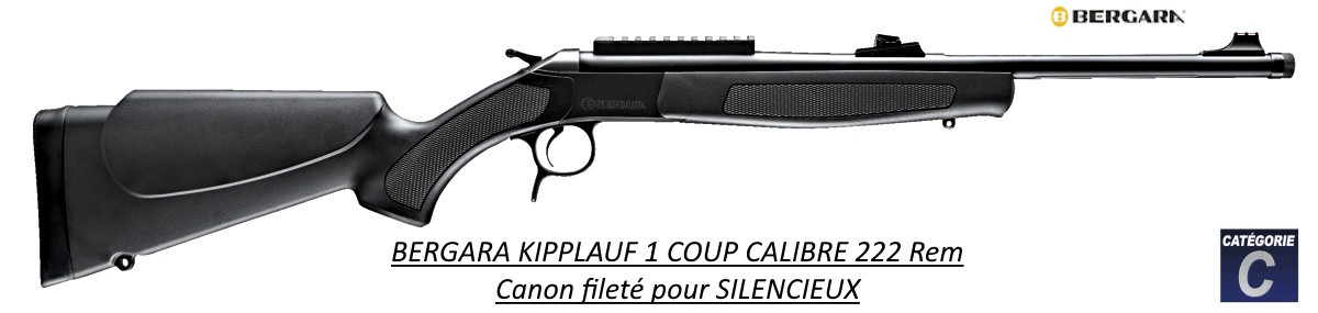 Carabine BERGARA KIPPLAUF BA13 TD synth Calibre 222 Rem 1coup canon fileté -Promotion-Ref 45109