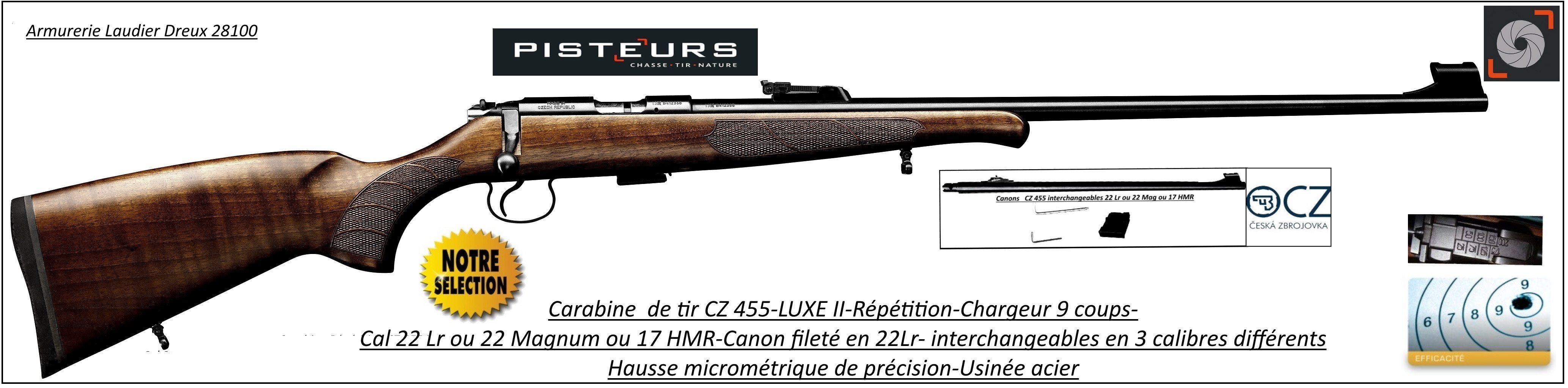 Carabine CZ 455 Luxe 22 LR - L'armurerie française