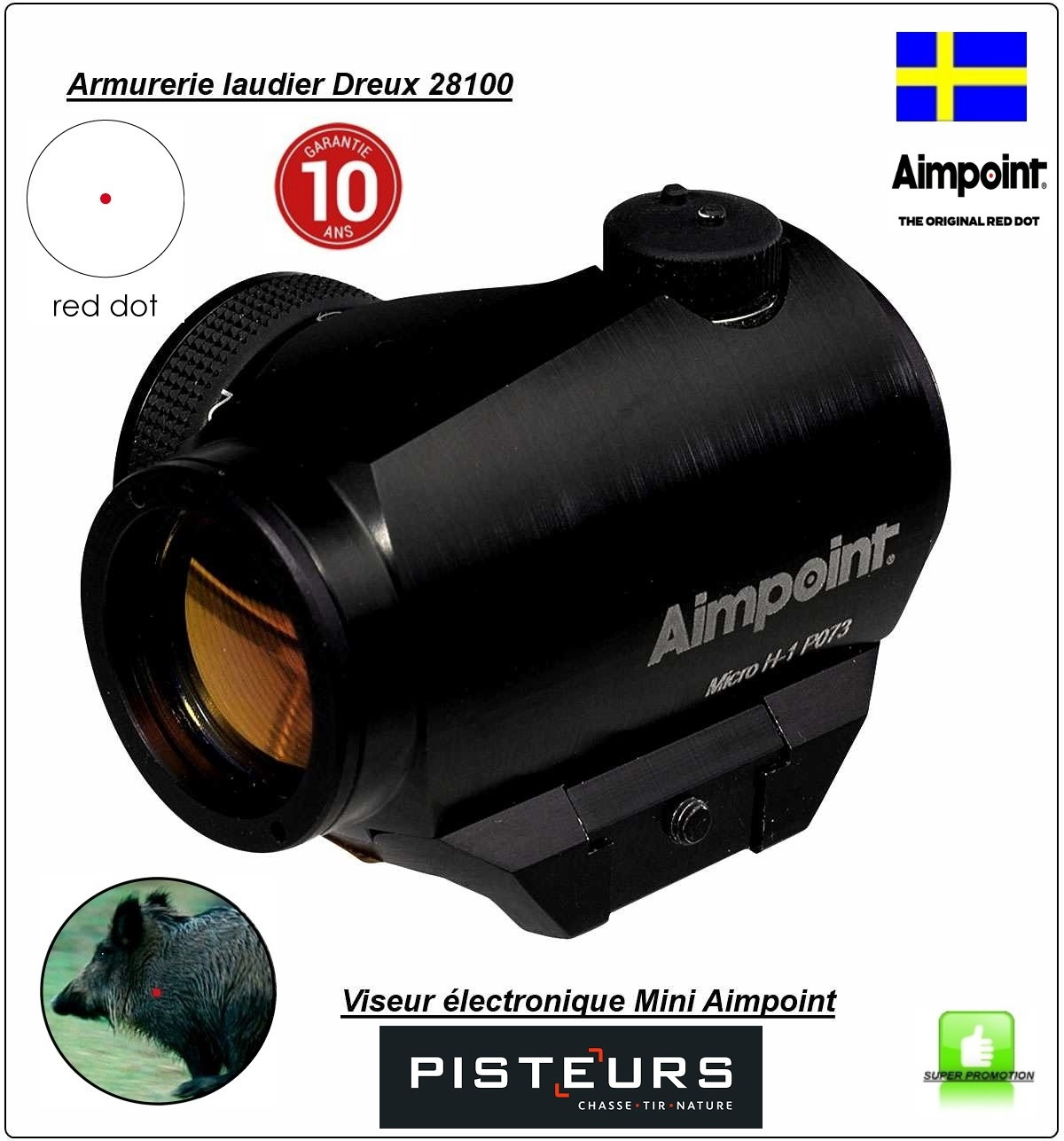 Kit complet : Le solitaire avec Point rouge Aimpoint Micro H1