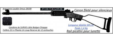 Carabine little Badger Chiappa calibre 22 Lr 1 coup Pliante  survie-Promotion-Ref 27678
