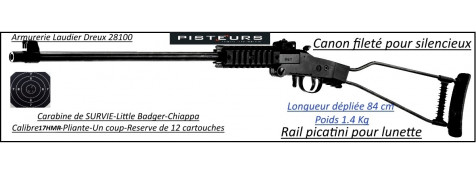 Carabine little Badger Chiappa calibre 17 HMR 1 coup Pliante survie-Promotion-Ref 30035