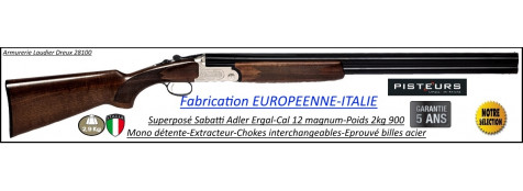 Superposé-Sabatti-Adler-UNIFRANCE -Cal12 Magnum- Extracteur-Monodétente-canons 71 cm-Chokes interchangeables-"Promotion"-Ref 32979