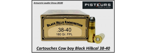 Cartouches Black Hills-calibre-38-40-COW-BOY-plomb-180 grains-FPL-Boite de 50-Pour armes anciennes-Ref blackhills-38-40